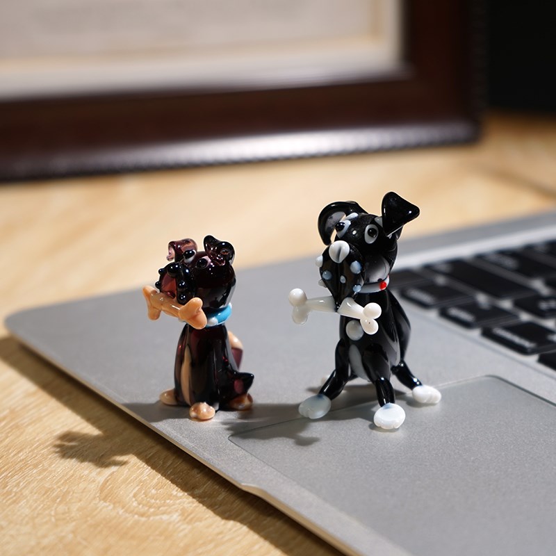 大师工艺手工玻璃狗狗小摆件琉璃创意柜台桌面装饰纯手作工艺品 - 图3