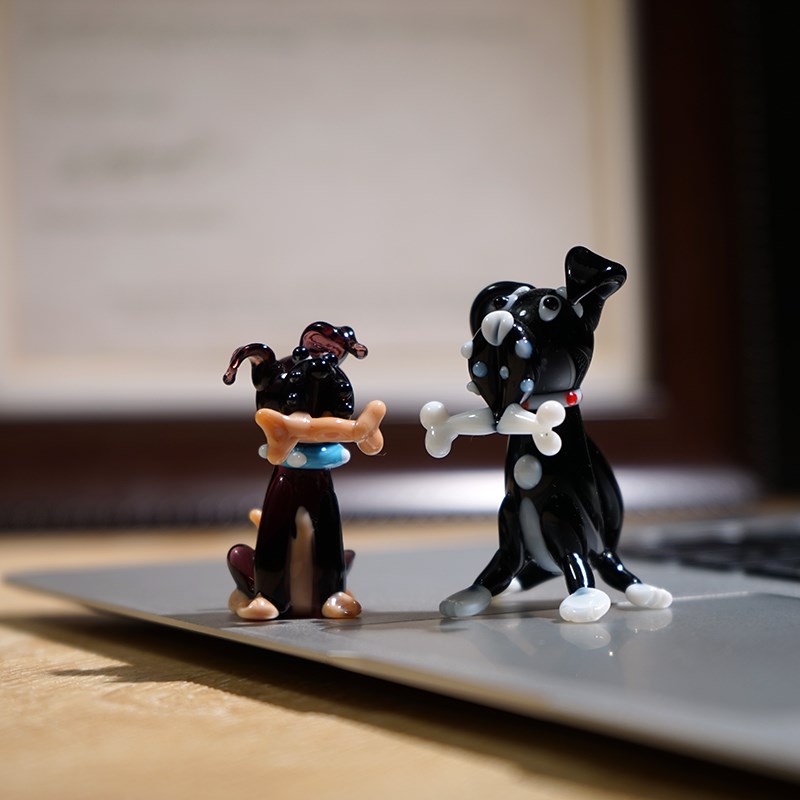 大师工艺手工玻璃狗狗小摆件琉璃创意柜台桌面装饰纯手作工艺品 - 图0