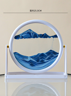 流沙画圆形风景玻璃摆件摆放创意时尚艺术液体沙漏简约装饰大号