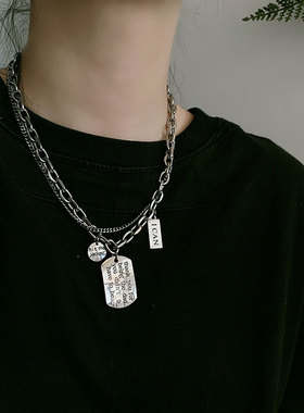 2025新款个性吊坠项链嘻哈风男女复古百搭情侣钛钢项链潮流配饰