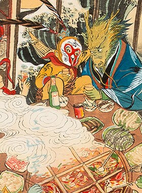 一二山皇小小 人间烟火 水墨画客厅玄关电箱火锅餐厅装饰画横画