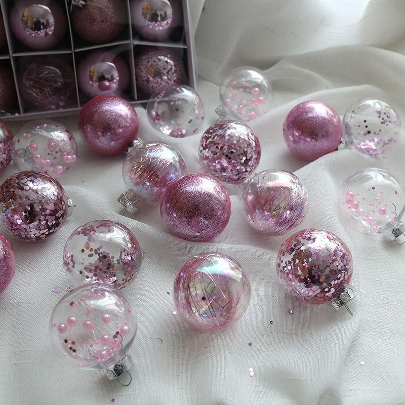 6cm耶诞球粉色吊饰幻彩商场店铺橱窗挂饰耶诞树挂件耶诞节装饰品,淘宝优惠券,粉丝福利购,淘宝优惠卷