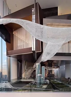 不锈钢镂空鲸鱼雕塑创意悬挂商场幼儿园装饰空中室内挂件造景布置