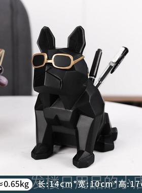 正品办公室笔筒轻摆件北欧奢意面狗狗客厅书房桌创可爱学生儿童小