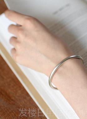 正品圆99足银纯工开口实心复古文手艺手镯9刻字定制