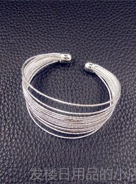 正品925纯银多手镯女 西宫银饰环开口银手 星图案日层韩星风