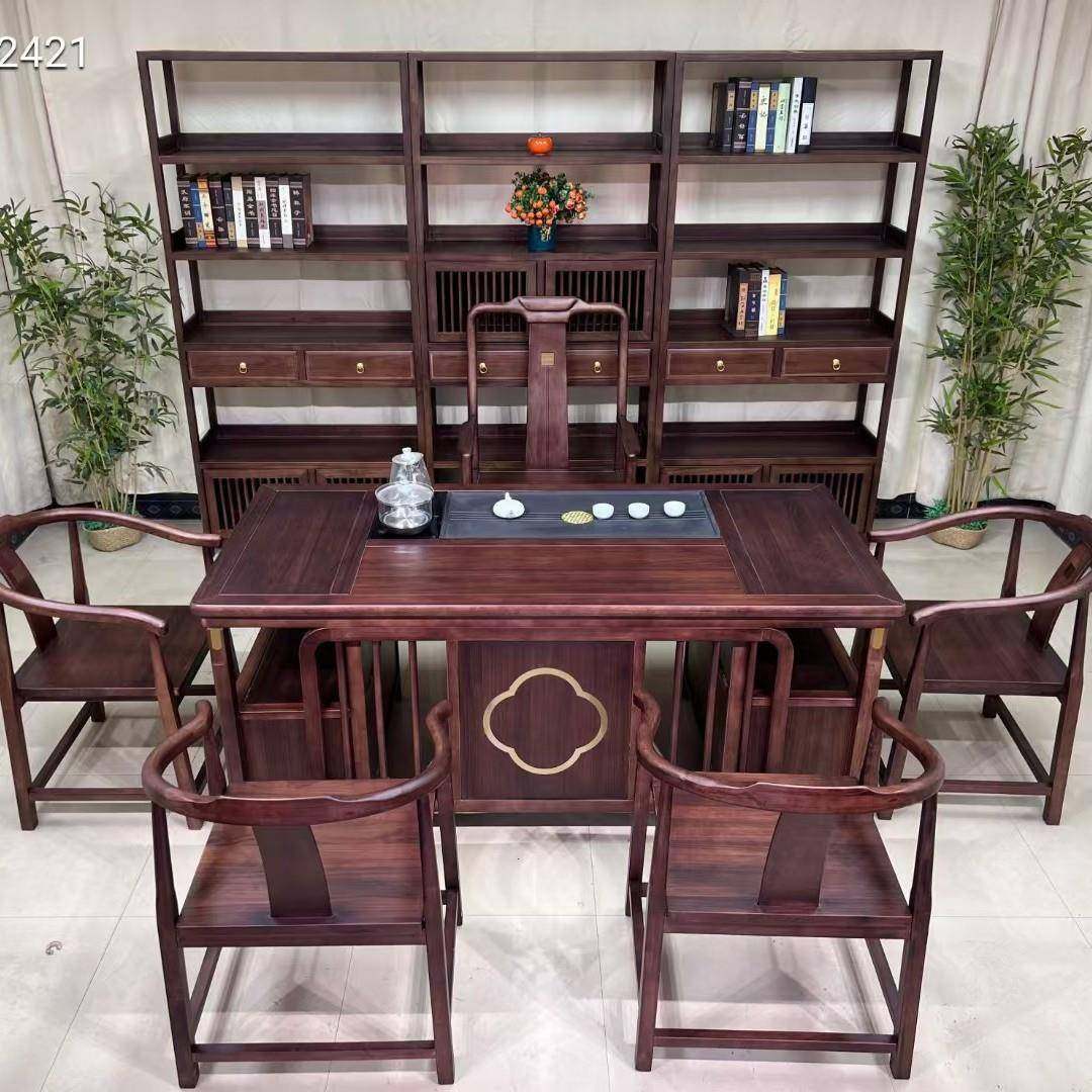 新中式实木形茶几功家用办公茶台实木IGF茶茶桌椅组合紫檀色方夫,淘宝优惠券,粉丝福利购,淘宝优惠卷