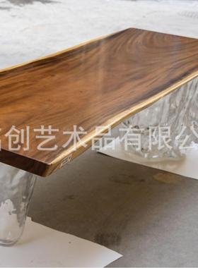 铂晶透明树脂茶吧台座水晶茶椅品几工艺茶桌手创意发4515871工财