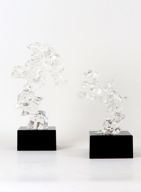 新中式透明太湖石禅意摆件展厅售楼处客厅隔断书房书柜软装饰品