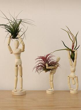 创关节木偶意人头人偶桌面摆艺件人体手模型木质木2023017工品解