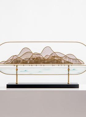 新装式工艺摆件金属亚酒9056克力客厅中玄关柜博古架摆设样板间软