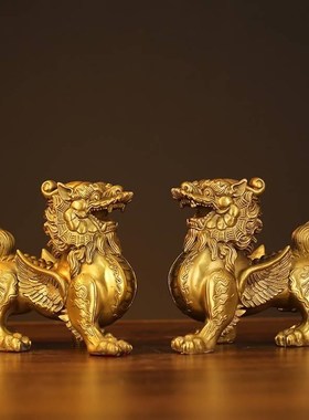 厂家貔貅摆件一对黄铜天禄皮丘客厅办公室铜貔貅大号开业礼品