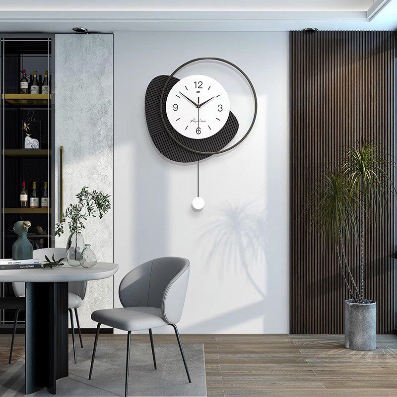 钟表挂钟客厅2023新款简约现代创意钟大气餐厅家用静音挂墙免打孔 - 图1
