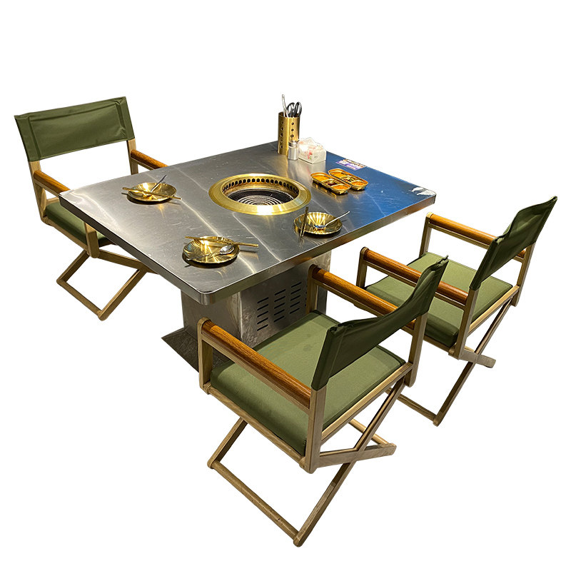 露营风不锈钢火锅桌电磁炉一体韩式烧烤自助烤涮无烟炭火烤肉桌椅,淘宝优惠券,粉丝福利购,淘宝优惠卷