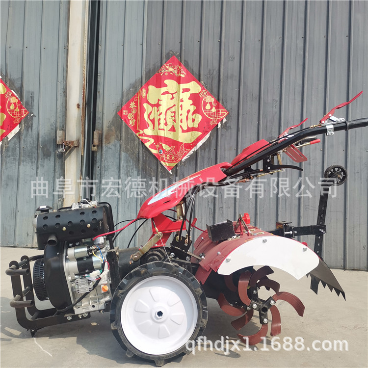 Small agricultural multi-functional rotary tiller Agricultural four-wheel drive micro tiller Agricultural hand-held ditching tillage machine