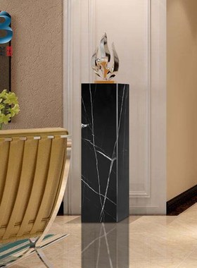 现代简约几何灰色大理石基座商业酒店展厅雕塑摆件展示台底座装饰