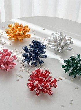 地中海装饰品树脂工艺品彷真珊瑚摆件龙宫财富摆件微景观拍摄道具