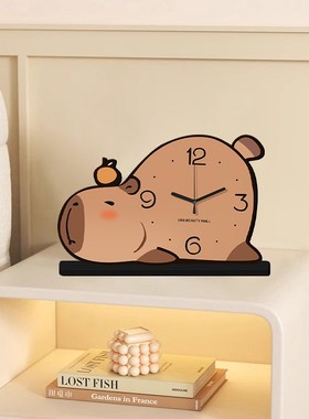 2025新款桌面时钟摆台式座钟卡皮巴拉高级感客厅装饰品钟表小摆件