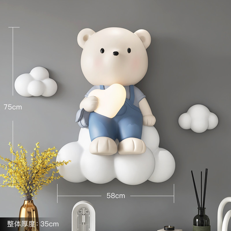 创意熊壁挂客厅沙发背景墙装饰品立体壁饰卧室床头挂画儿童房夜灯,淘宝优惠券,粉丝福利购,淘宝优惠卷
