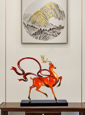 鹿摆件送领导办公室桌面高档大气艺术品中式玄关乔迁新居开业礼品