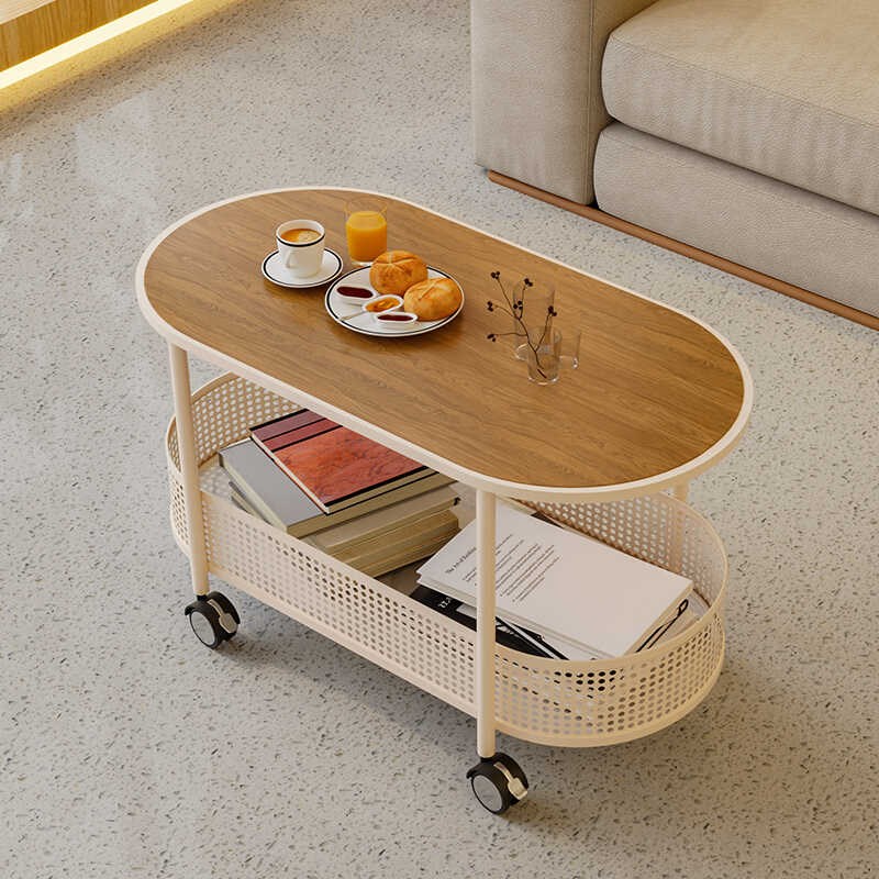 奶油风客厅茶几家用小户型可移动小推车简约现代创意玻璃小桌子 - 图3