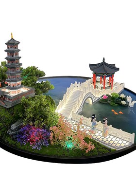 大圆桌转盘装饰餐桌中间摆花遥控雾化灯光桌芯酒店饭店微景观摆件