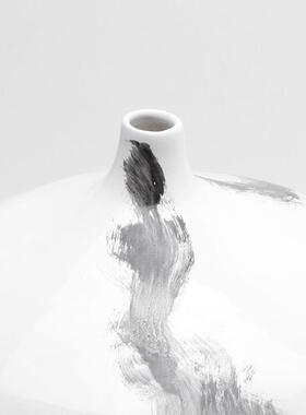 现新中式创意手绘水墨陶瓷花4654623代瓶摆样房板客厅书房客厅软