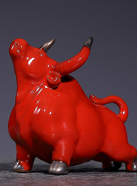 陶瓷牛摆件家居招财牛气冲天生肖客厅电视柜酒柜玄关办公室装饰品