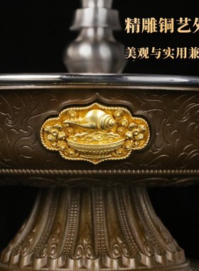 慧宝新升级做旧黄铜护法杯B款304不锈钢内胆杯加铜双层供杯供碗