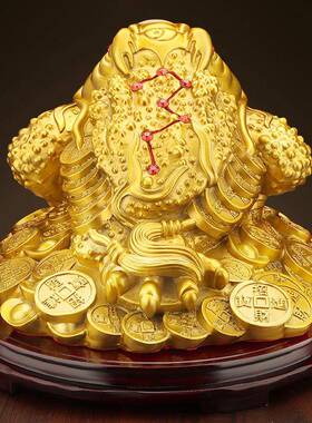 纯黄铜455122金蟾摆件招财进三足金乔迁蟾店铺开业家居厅摆客件可