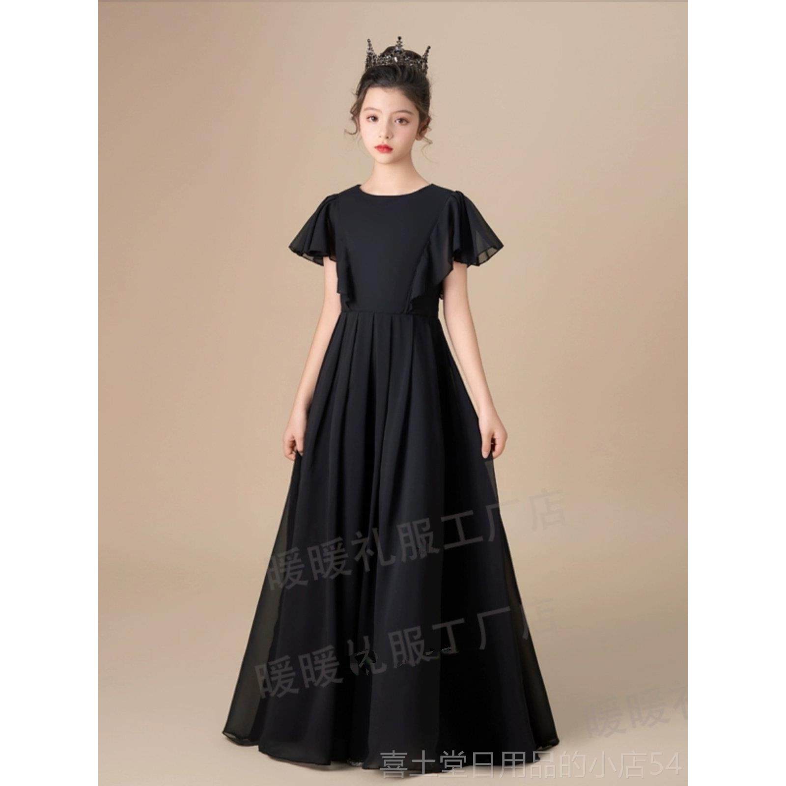 高档丰发儿童主持童演服黑色女礼服钢琴顺演出服小提表琴乐团演奏,淘宝优惠券,粉丝福利购,淘宝优惠卷