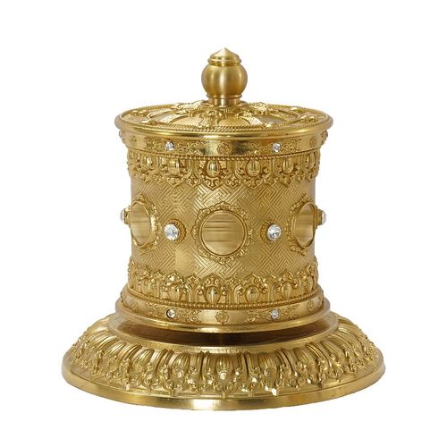 指捻转筒转金轮铜六字真言汽车载手动转金筒家用摆件藏族转简经轮 - 图3