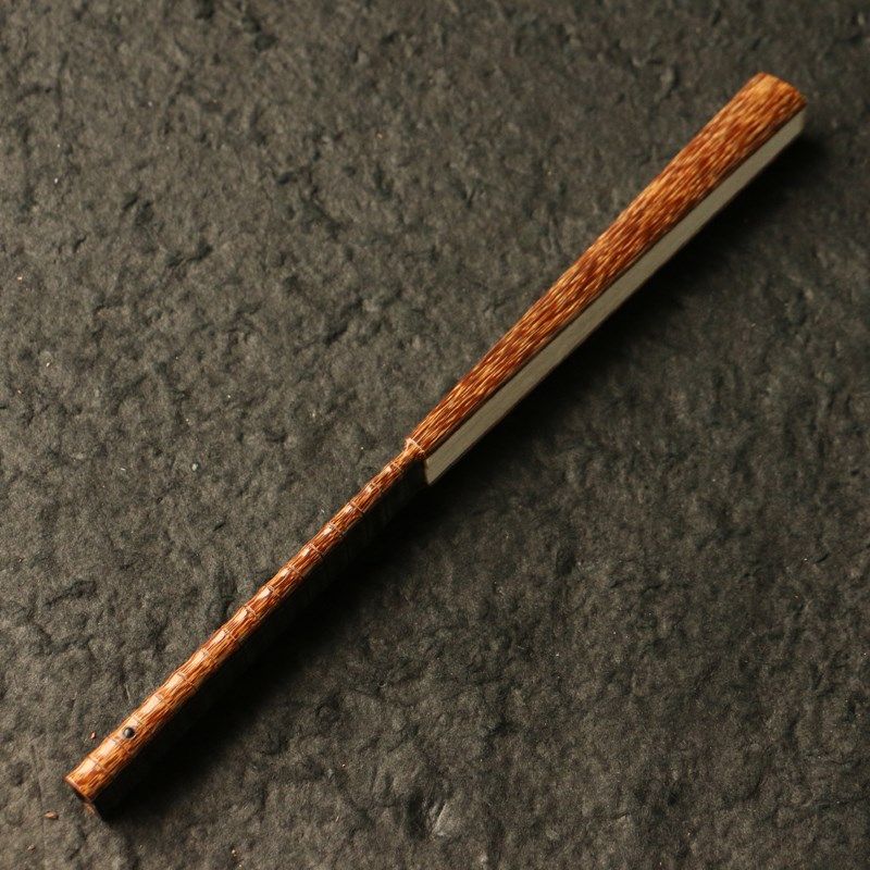 【周献忠】95寸16方16方纯手工精工制作芝麻竹老料乌木小骨折扇 - 图1