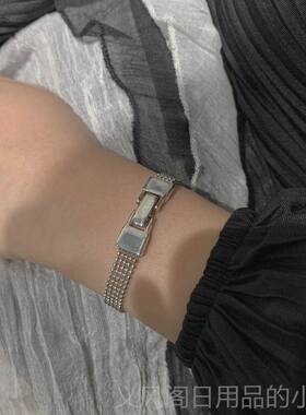 正品Tyush高级感*冷淡风S925纯银锤面a手镯好款搭配简约表带手链3