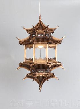高档新中式创意木质古摆建筑进件书办房公室招财摆设门玄关软装饰