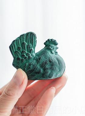 高档进酉鸡 工铁文镇摆件 日本口铸高冈铁器 手生肖鸡 镇纸书镇礼