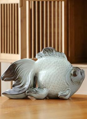 如得鱼水创意陶瓷件年有鱼博古架摆67059958茶几年办公室桌面装饰