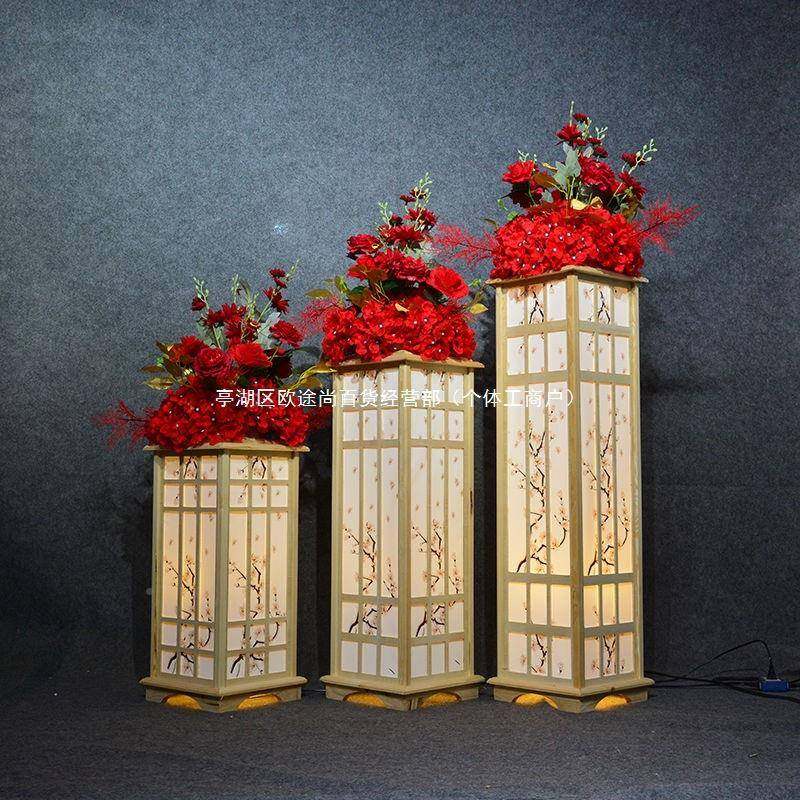 中式婚礼道具新款婚庆灯路梅ITH花引柱布宫置现场装饰原木方摆件,淘宝优惠券,粉丝福利购,淘宝优惠卷