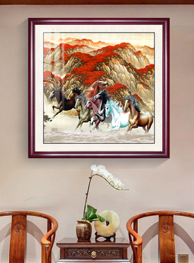 八骏马玄关装饰画骏马图客厅沙发背景挂画马到成功书房办公室壁画