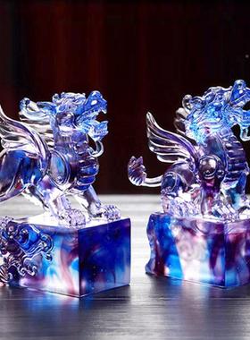 璃古法琉一财貔貅对招财风水旺摆VQW件居家客厅办公前台装饰开业