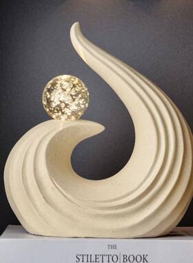 约现简代黑色电镀金球xh572010树脂拱品门意艺术摆件样创板房桌面