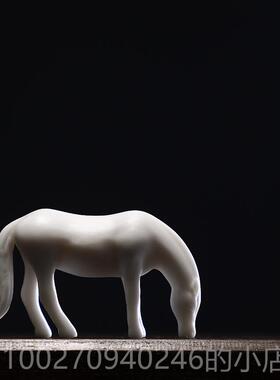 高档泥无界创意陶瓷龙马白摆公件办室家居房工艺品禅意装饰品书摆
