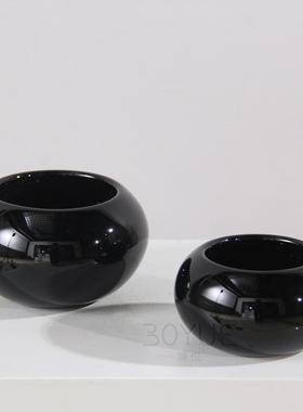 现桌代简约黑色白圆形琉器璃摆件样板色间玄关床头HPQ柜洽谈面花