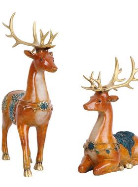 品杨铜记全工铜禄路高升摆件铜对鹿梅花鹿艺0117鹿摆件