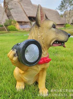 太阳能树工艺品小太阳花能脂手电狗筒JY21284T户外庭院园装饰景观