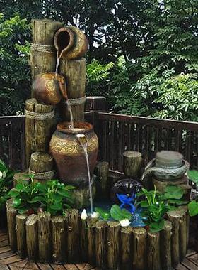 欧式家居室内饰品喷泉流水客厅阳台招财景观落地雾化办公生财摆件