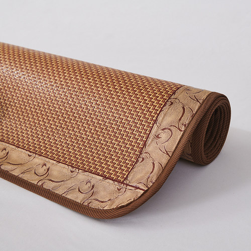 加厚2米双面冰丝凉席三件套1.5米可折叠1.8m双人床0.9m1.2m1m藤席 - 图1