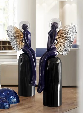 现代简约抽象人物雕塑酒店大堂售楼处样板房客厅玄关落地装饰摆件