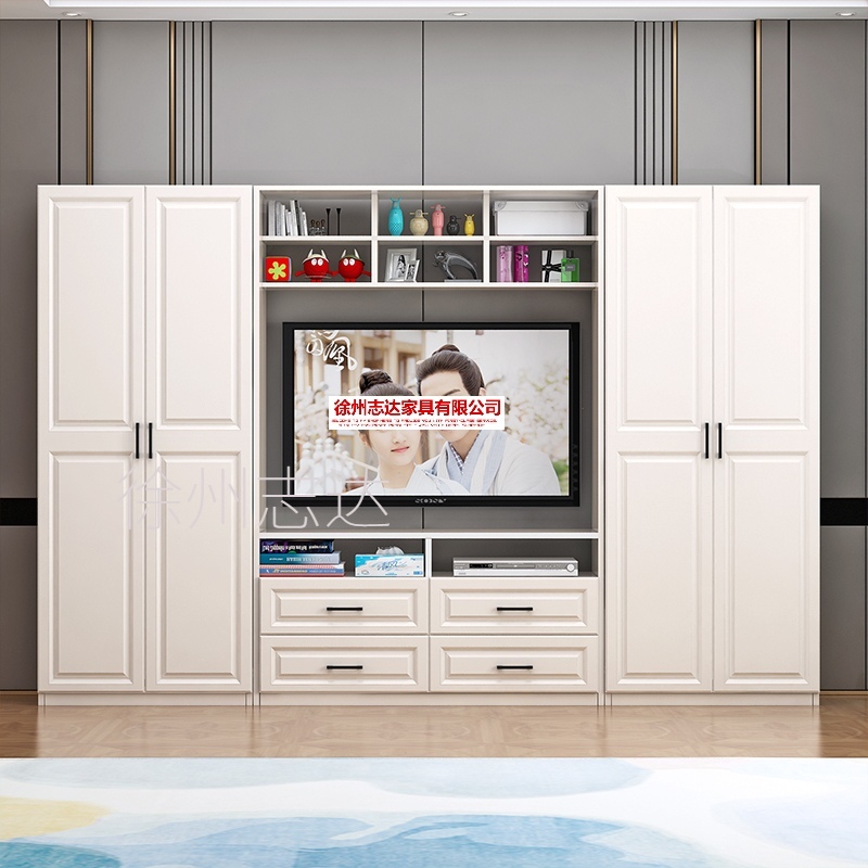 现代简约电视柜衣柜组合储物柜多功能液晶背景柜实木免漆环保订制 - 图1