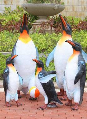 仿真帝企鹅摆钢件塑璃南极动物企鹅雕海洋馆户玻外公园林6541013